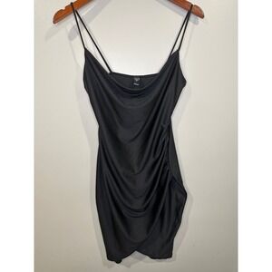 Windsor Black Ruched Side Cowl‎ Neck  Bodycon Mini Dress grunge party whimsygoth